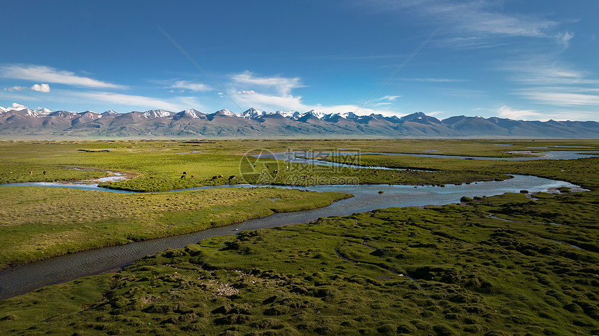 5A景点新疆巴音布鲁克草原生态雪山湿地图片