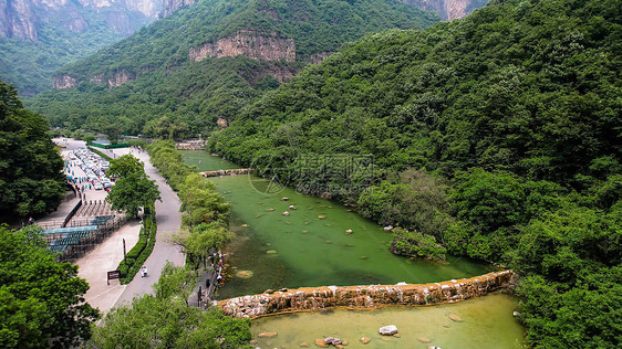 5A景区航拍云台山风景区泉瀑峡景观区图片