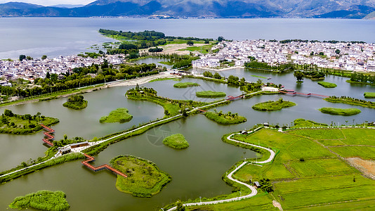 古镇风光海报云南大理喜洲古镇夏季风光背景