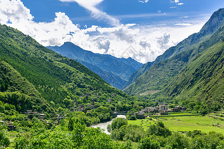 四川高山藏寨风光图片