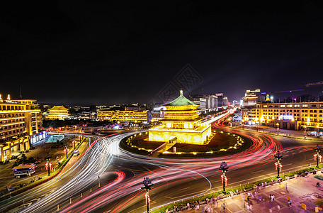 西安夜景西安钟楼夜景背景