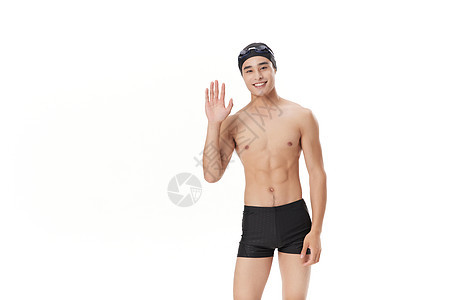 游泳跳水运动员挥手形象图片