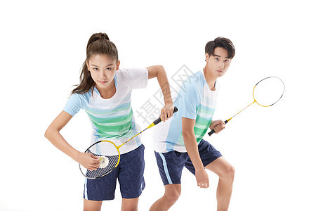 羽毛球男女混合双打运动员形象背景图片