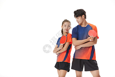羽毛球运动员乒乓球男女混合双打搭档背景