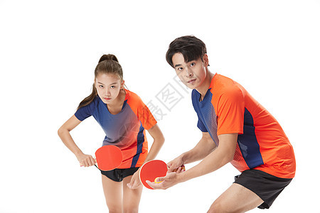 乒乓球男女混合双打搭档背景图片