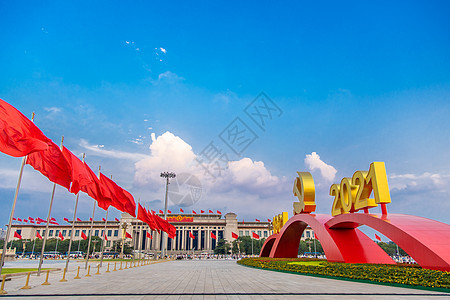 北京地标天安门广场建党100年背景图片