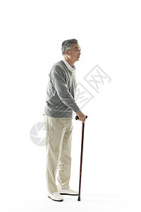 老年人拄着拐杖形象背景图片