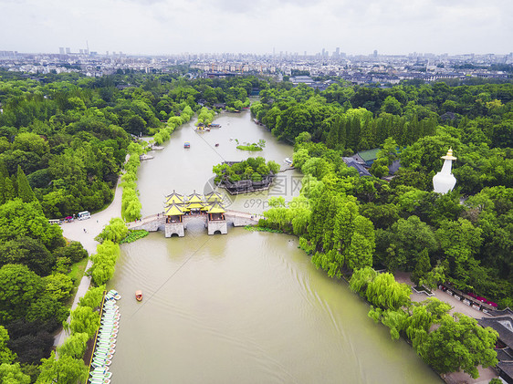 5A风景区扬州瘦西湖航拍小金山图片