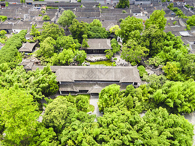 4A风景区扬州个园航拍图片