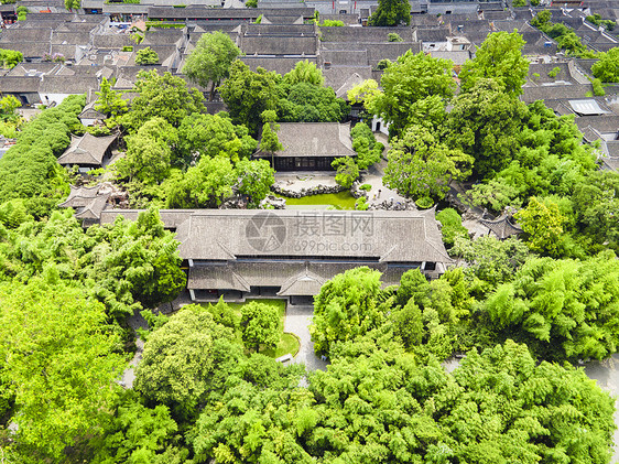 4A风景区扬州个园航拍图片