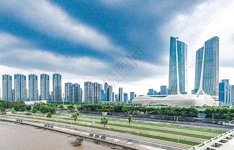 南京河西CBD双子塔与南京眼大桥图片