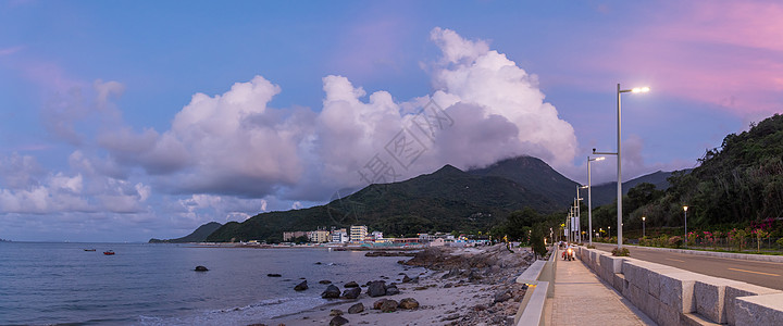 夏季旅行深圳杨梅坑的晚霞背景