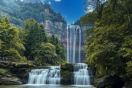 旅游宣传画册重庆四面山望乡台大瀑布背景