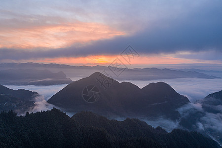 丰都站重庆丰都盖尔坪日出云海背景