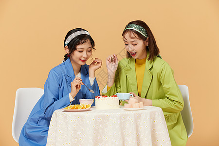 时尚美女姐妹闺蜜喝下午茶图片素材