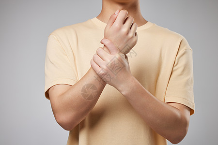 关节头男性手腕疼痛特写背景