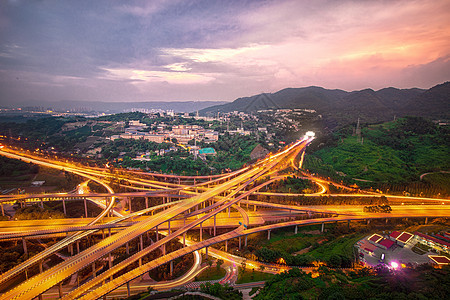 重庆8d交通枢纽盘龙立交夜景背景图片