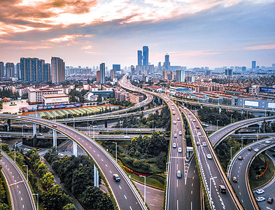 航拍高架南京赛虹桥城市高架立交背景