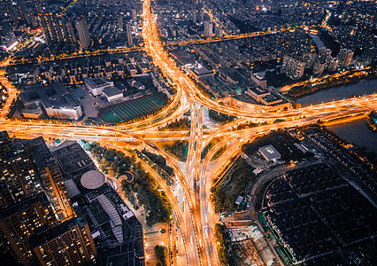 城市活动南京赛虹桥城市高架立交夜景航拍背景