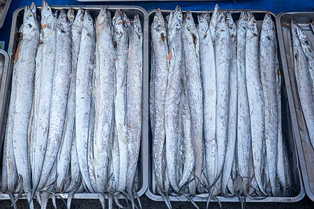 海鲜集市市场的带鱼背景