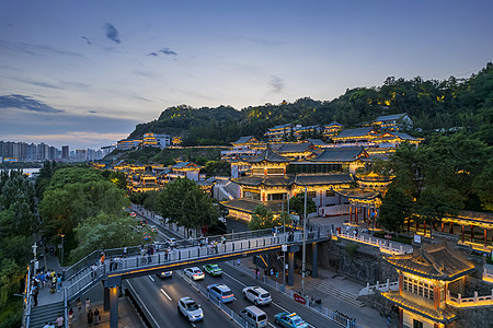 扬美古镇大美兰州白塔山背景