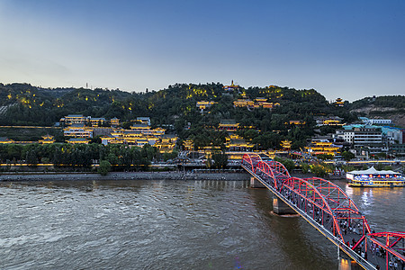 古镇海报大美兰州白塔山背景