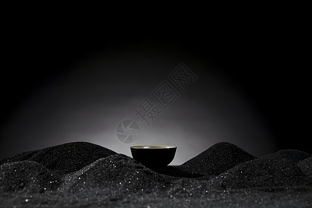 茶具的静物干冰创意拍摄背景图片