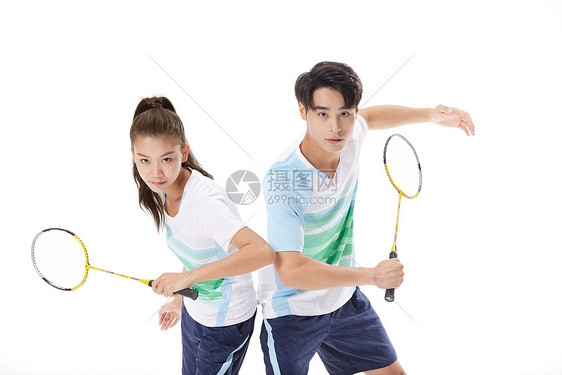 羽毛球双打运动形象图片