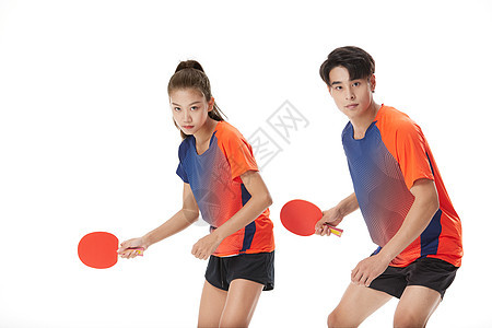 乒乓球双打运动员形象图片