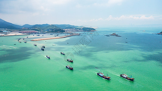 开渔节渔船出港背景