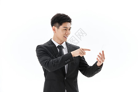 男性手指姿势商务男士虚拟屏幕展示动作背景