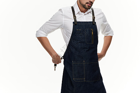 男性咖啡师系围裙图片