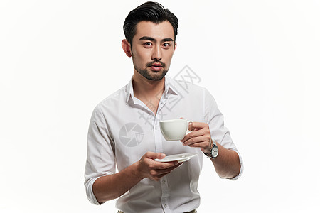 绅士男性喝咖啡图片
