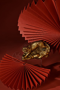 2022中国红虎年金色吉祥物图片