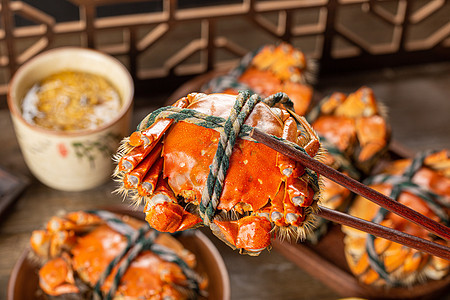 筷子夹起大螃蟹图片
