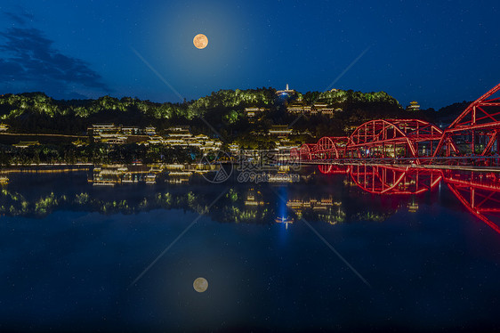 兰州中山桥夜景图片