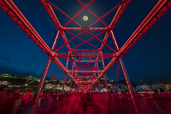 兰州中山桥夜景图片