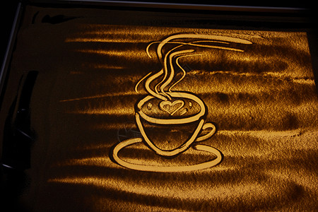 手绘抽象沙画咖啡图片