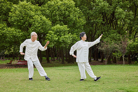 奶奶和爷爷公园打太极图片