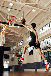 篮筐篮球选手打篮球运球突破上篮背景