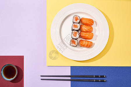 色彩撞色寿司组合背景图片
