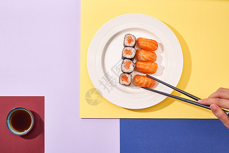 创意撞色多彩寿司图片