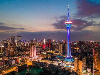 成都夜景塔成都地标天府熊猫塔城市夜景背景