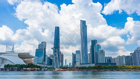 广州地标珠江新城cbd建筑群背景图片