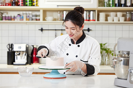 做糕点女人女性烘焙师制作蛋糕背景