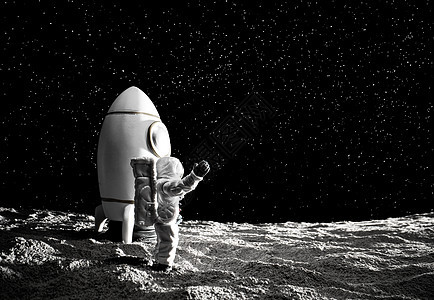 站在月球表面挥手的宇航员图片