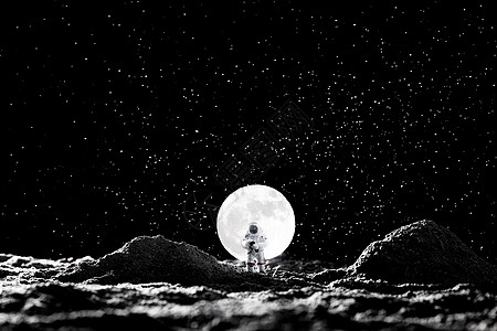 站在月亮上人站在月球前的宇航员背景