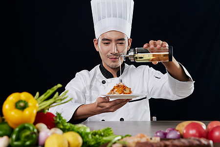 厨师意面西餐厨师装饰餐点背景