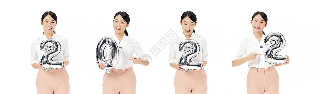 美女欢乐迎接新年2022图片