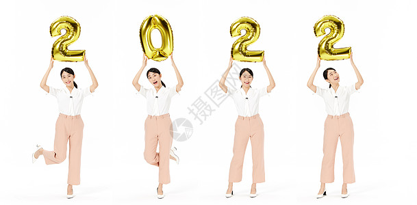 惠战新年美女欢乐迎接新年2022背景